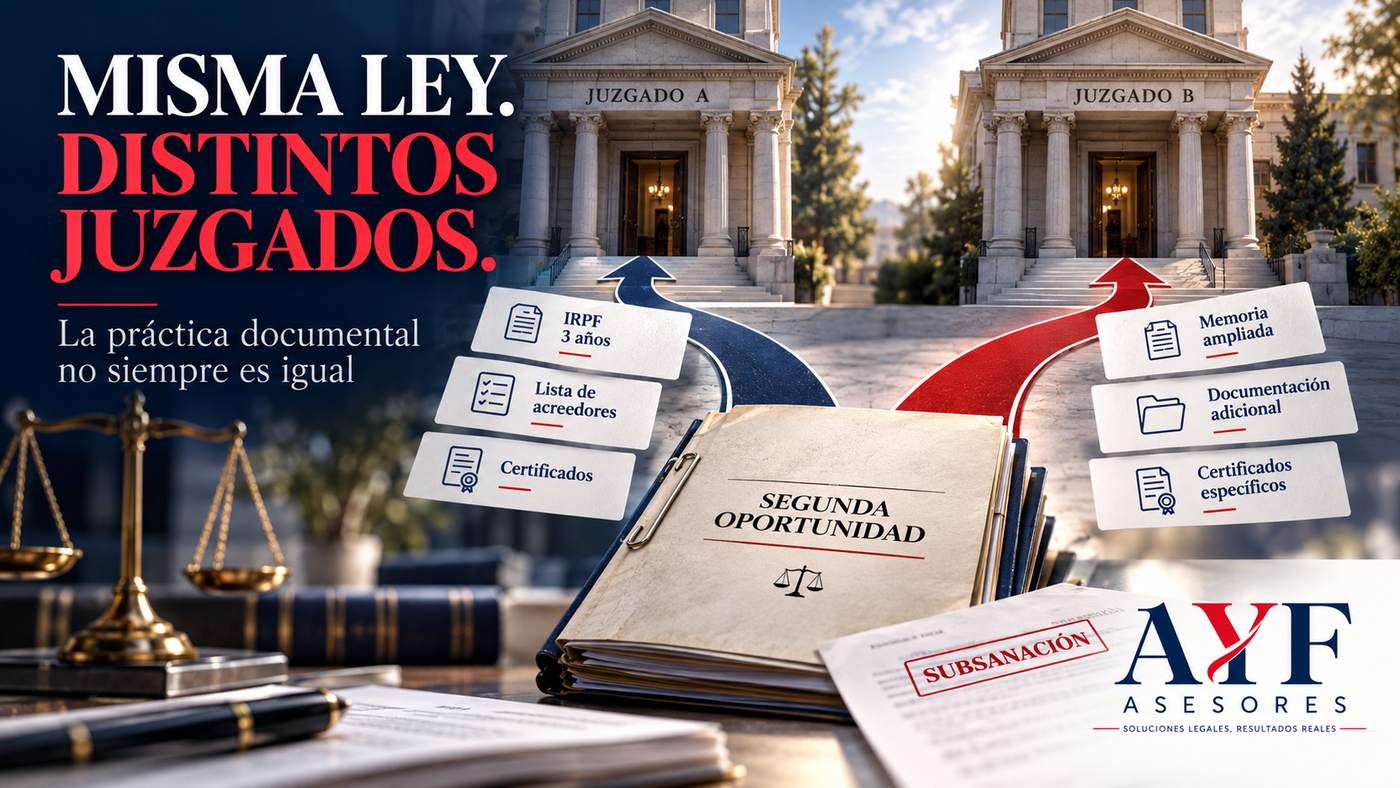 Misma ley, distintos juzgados: comparativa de la documentación que puede pedir cada juzgado en la Segunda Oportunidad